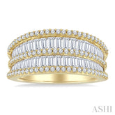 1 1/2 Ctw Baguette and Round Cut Diamond Fashion Band in 14K Yellow Gold